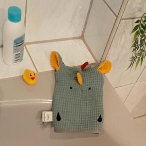 Waschhandschuh "Drache" aus Waffelpique-Stoff