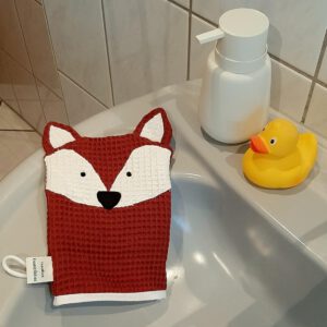 Waschhandschuh „Fuchs“ aus Waffelpiqué