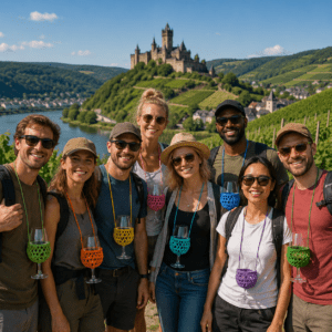 Gehäkelter Weinglashalter – Perfekt für Weinwanderungen & Weinfeste