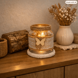 Handgemachte Windlichter im Naturstil