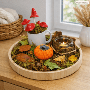 Herbstzauber in deinem Zuhause – liebevoll handgefertigtes Deko‑Set mit Pilzen, Kürbis & Licht