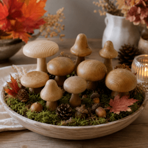 Handgedrechselte Holzpilze – natürliche Herbstdeko mit Charme